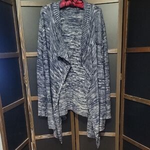 Avenue Women's Blue Open Front Cardigan Sweater